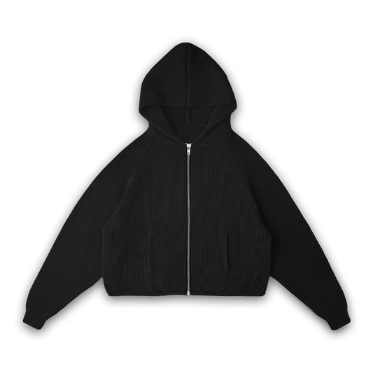 STAR KNIT ZIP UP HOODIE