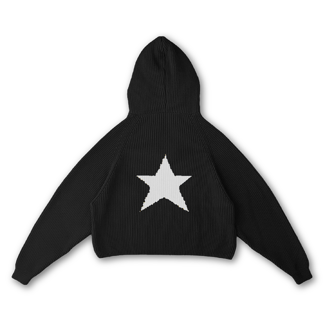 STAR KNIT ZIP-UP HOODIE - VWOOLLO
