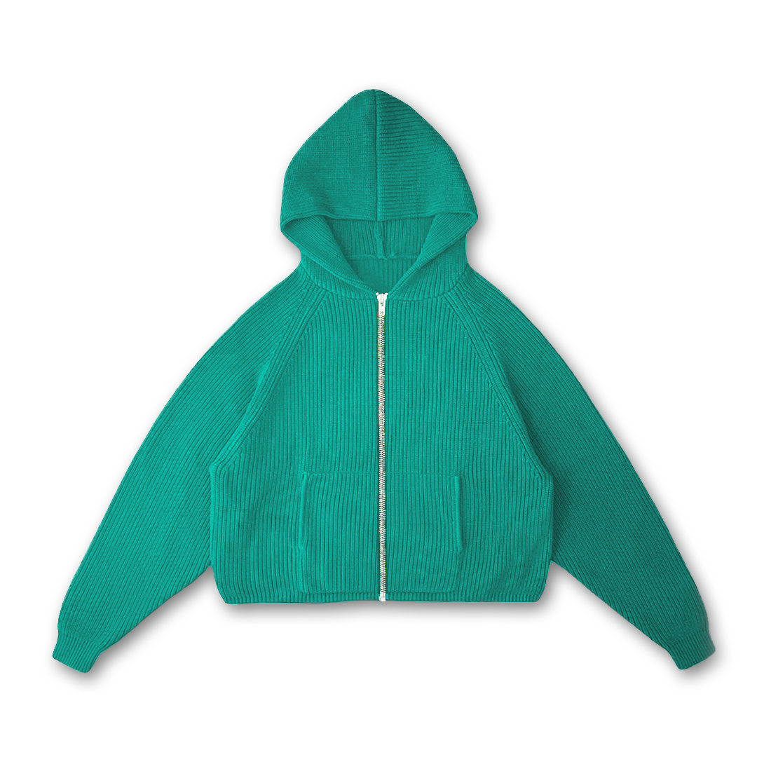 STAR KNIT ZIP-UP HOODIE - vwoollo
