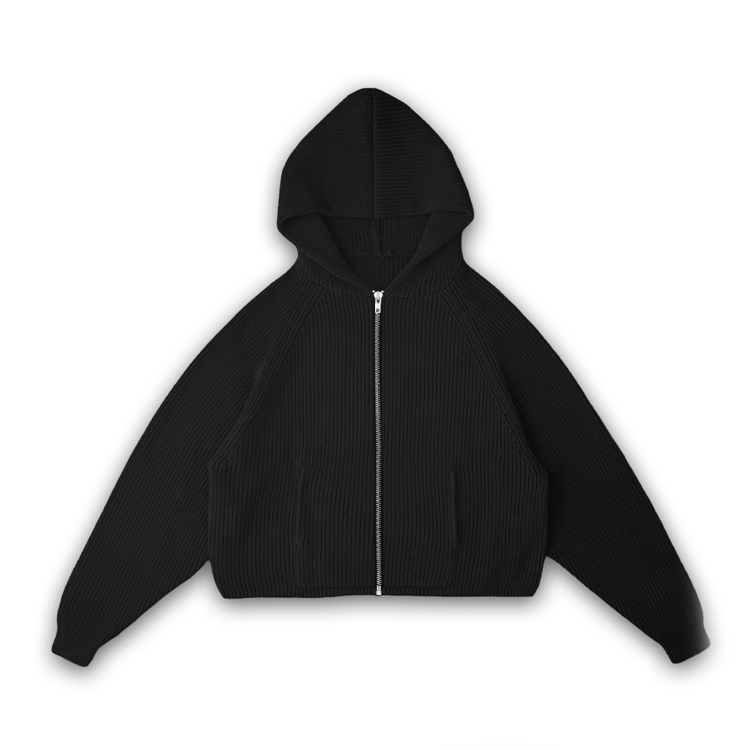 STAR KNIT ZIP-UP HOODIE - VWOOLLO