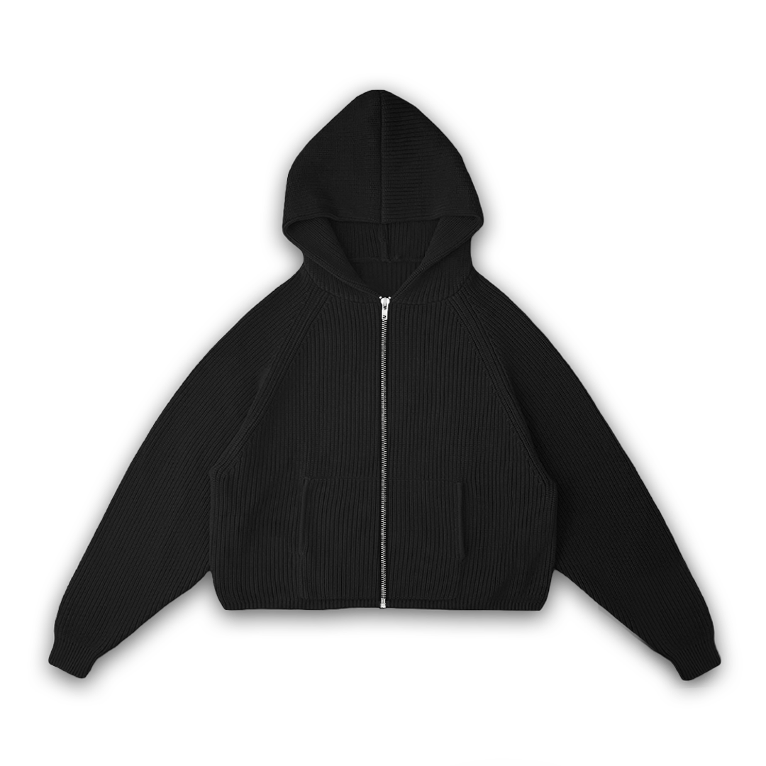 KNIT ZIP UP HOODIE - vwoollo