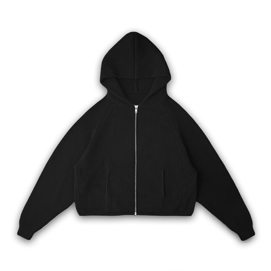 KNIT ZIP UP HOODIE - vwoollo