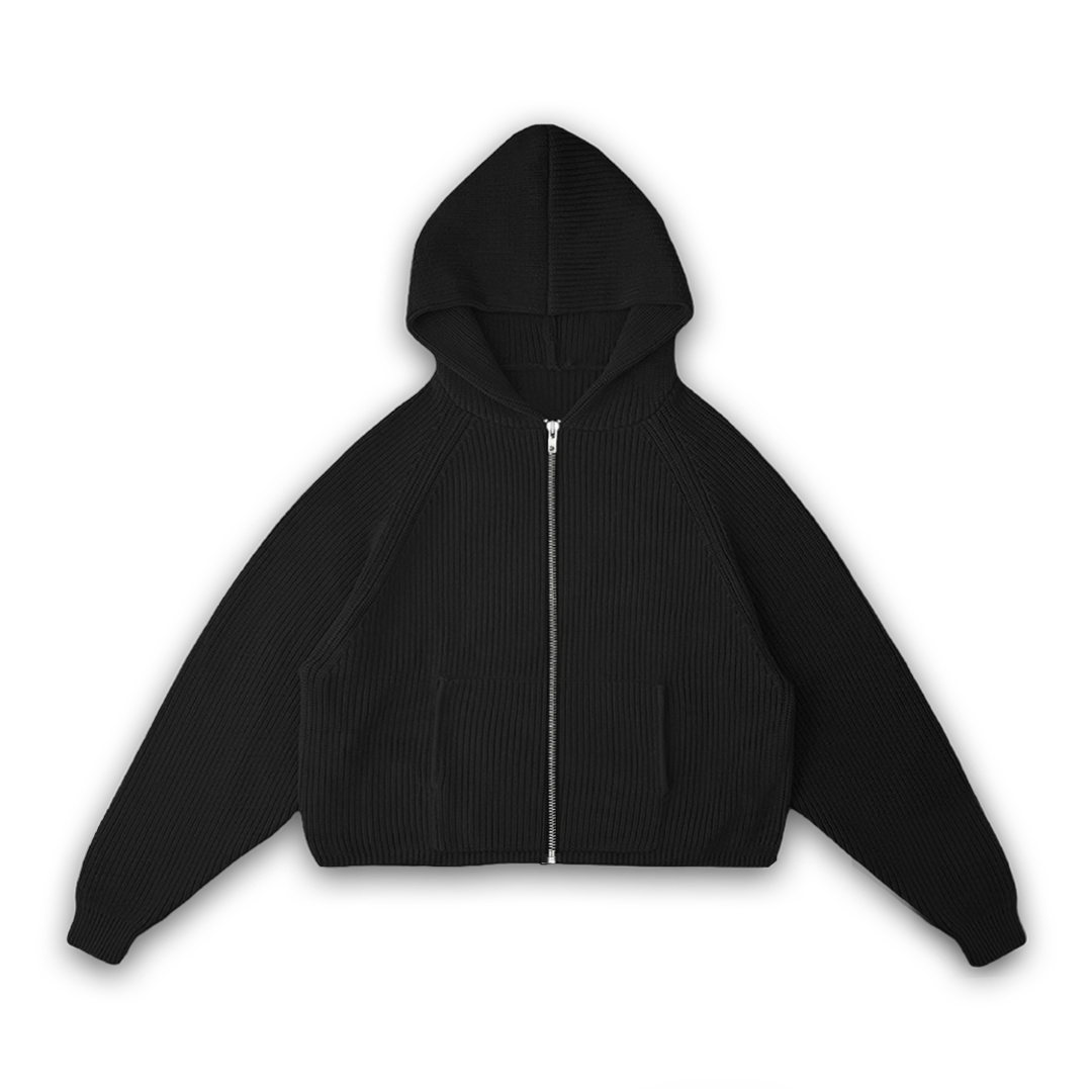STAR KNIT ZIP UP HOODIE