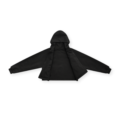 DOUBLE LAYERED ZIP UP PUFFY HOODIE - vwoollo