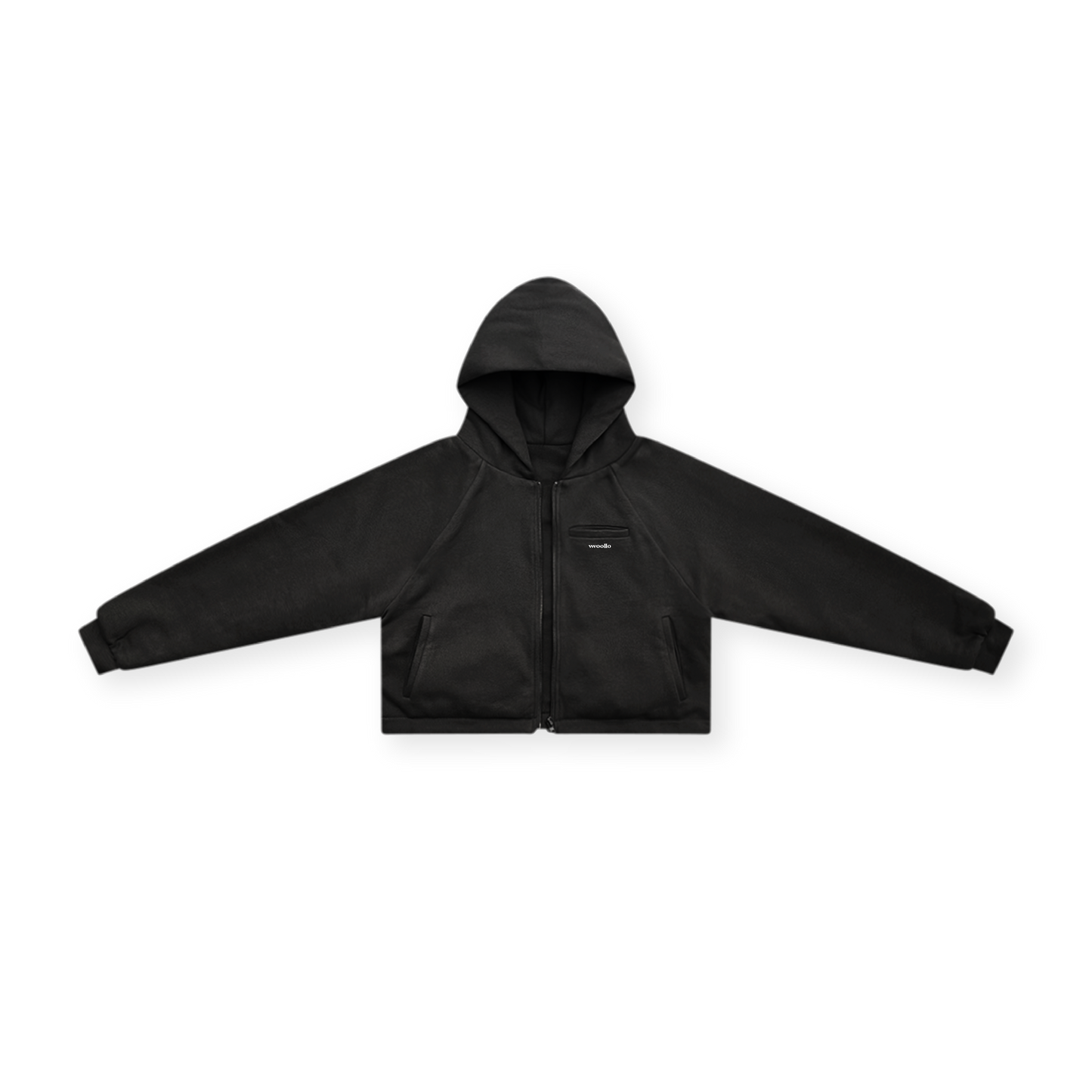 DOUBLE LAYERED ZIP UP PUFFY HOODIE - vwoollo