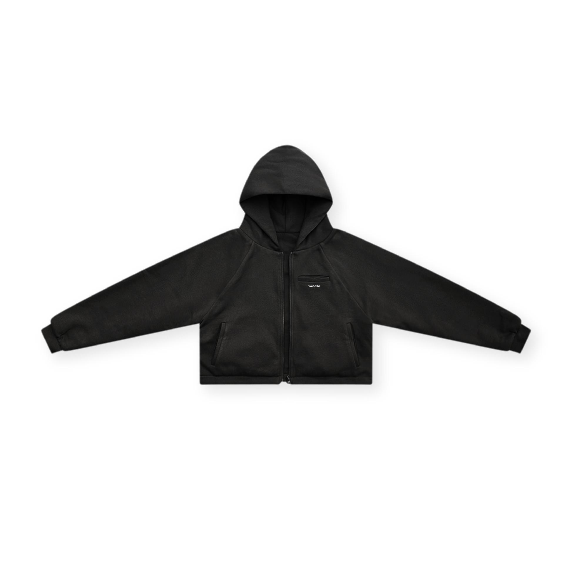 DOUBLE LAYERED ZIP UP PUFFY HOODIE - vwoollo