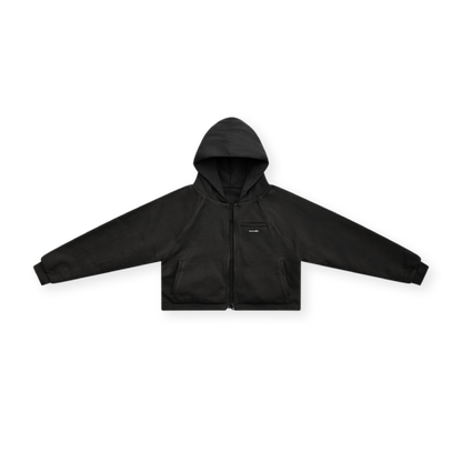 DOUBLE LAYERED ZIP UP PUFFY HOODIE - vwoollo