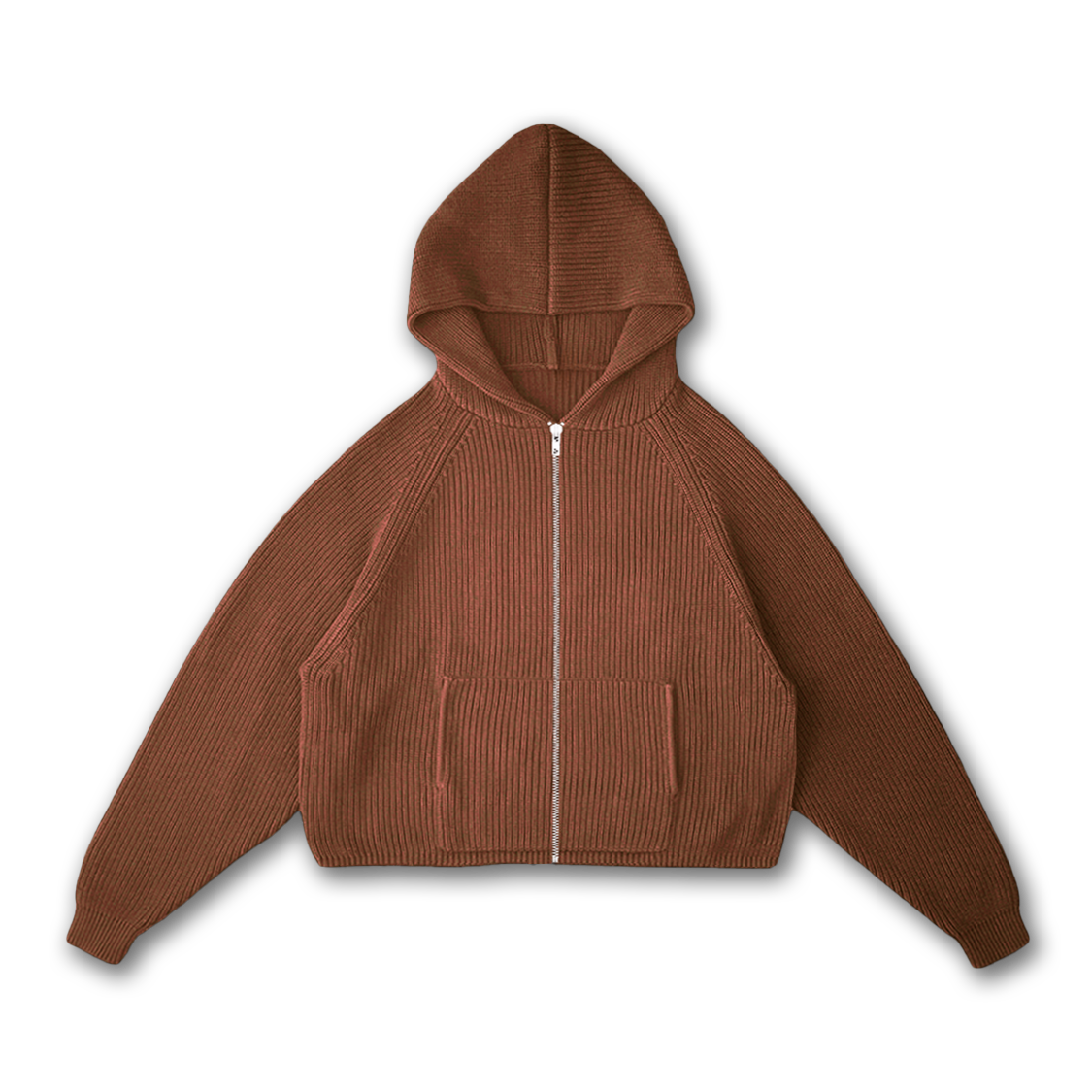 KNIT ZIP UP HOODIE