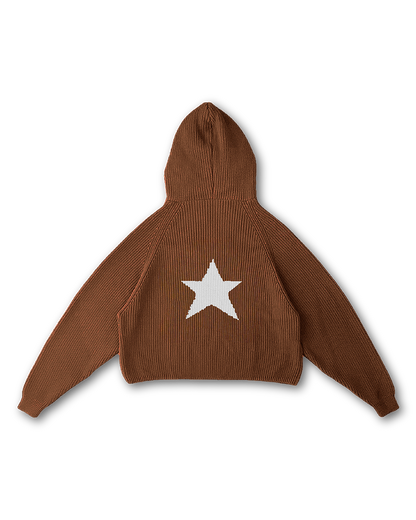 STAR KNIT ZIP-UP HOODIE - vwoollo