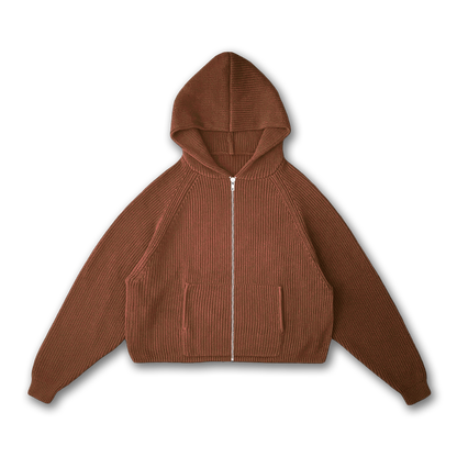 KNIT ZIP-UP HOODIE - vwoollo