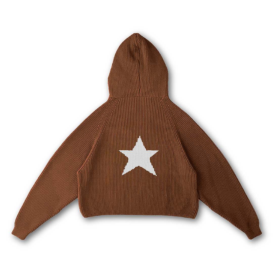 STAR KNIT ZIP-UP HOODIE - vwoollo