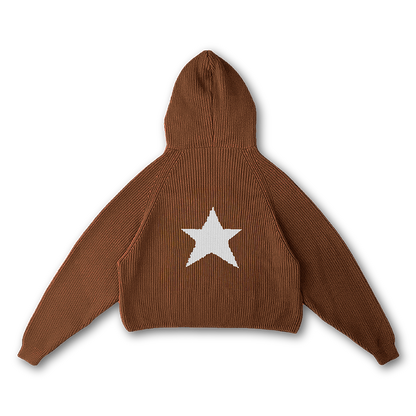 STAR KNIT ZIP-UP HOODIE - vwoollo