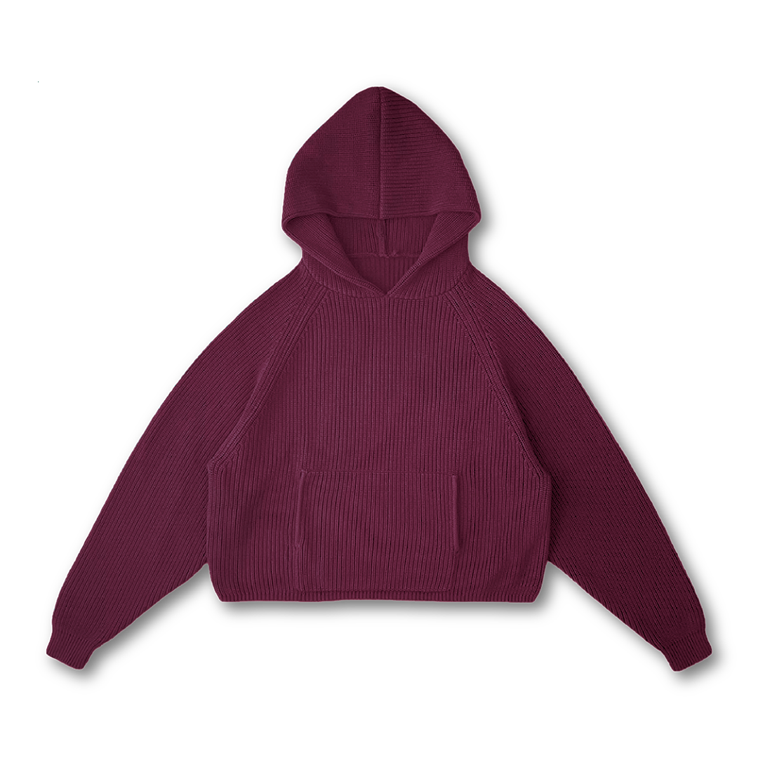 Sweat à capuche bleu marine en tricot