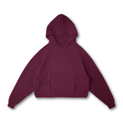 Sweat à capuche bleu marine en tricot