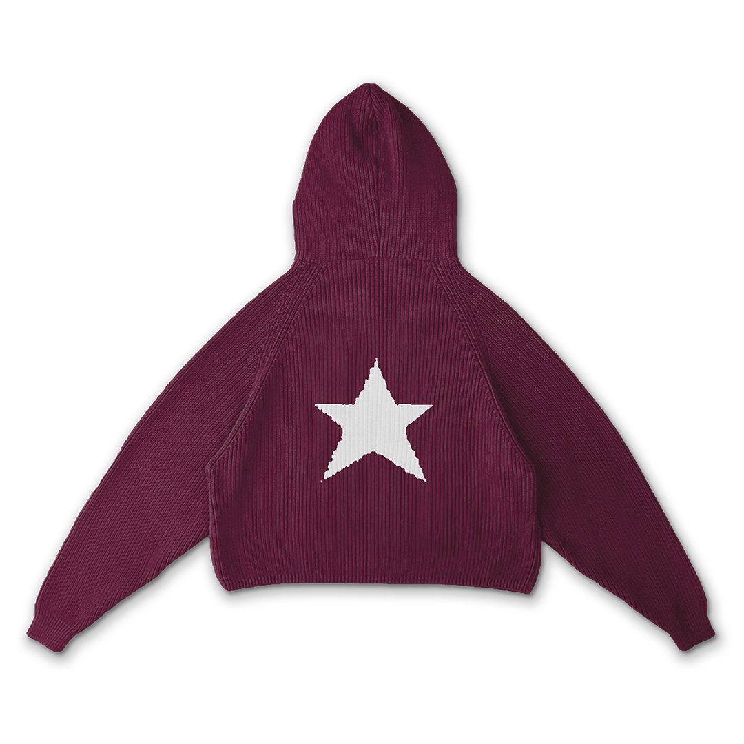 Sweat à capuche bleu marine en tricot