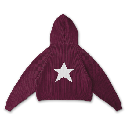 Sweat à capuche bleu marine en tricot