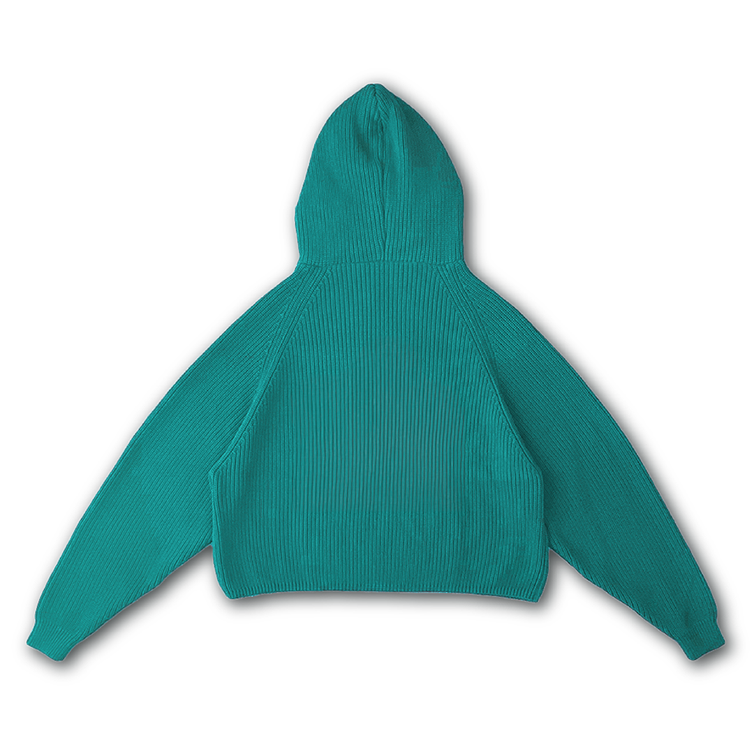 KNIT ZIP UP HOODIE