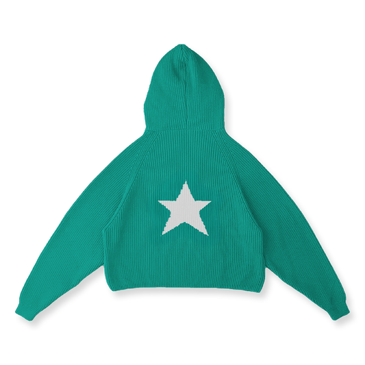 STAR KNIT ZIP UP HOODIE - vwoollo