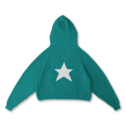 STAR KNIT ZIP UP HOODIE
