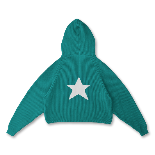 STAR KNIT ZIP UP HOODIE