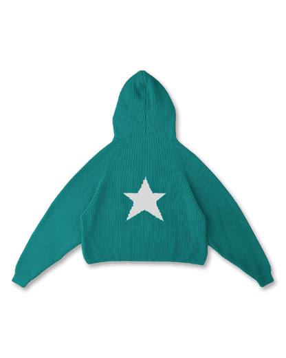 STAR KNIT ZIP-UP HOODIE - vwoollo