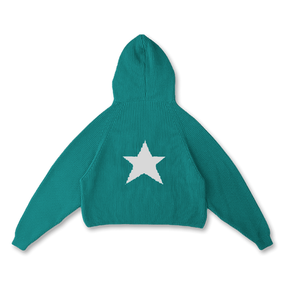 STAR KNIT ZIP-UP HOODIE