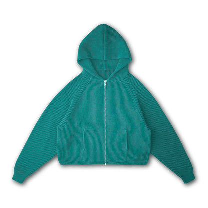 KNIT ZIP-UP HOODIE - vwoollo