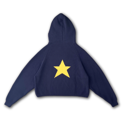 [PRE-ODER] STAR KNIT ZIP-UP HOODIE - VWOOLLO