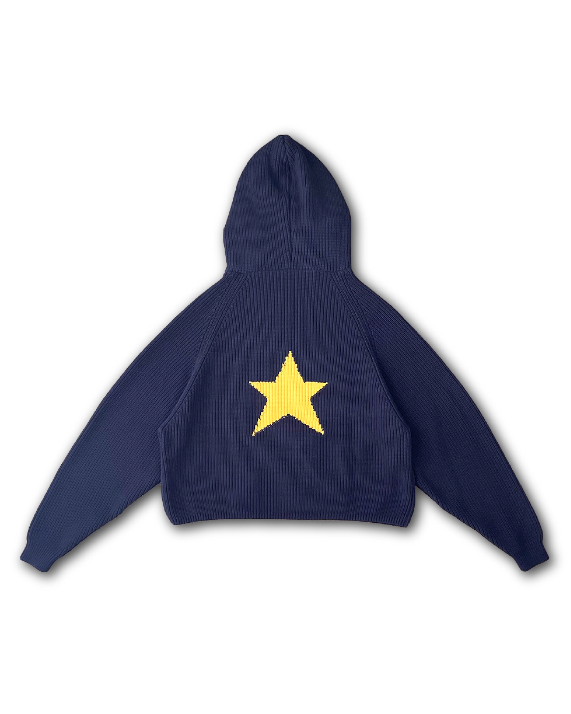 STAR KNIT ZIP-UP HOODIE - vwoollo