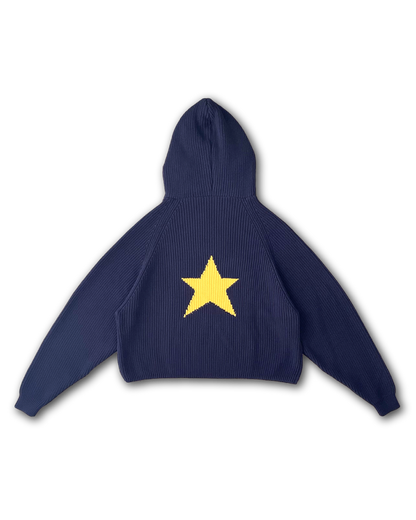 STAR KNIT ZIP-UP HOODIE - vwoollo
