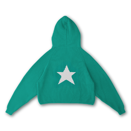 STAR KNIT ZIP-UP HOODIE - vwoollo